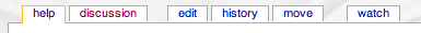 Default page tabs at the top of the page